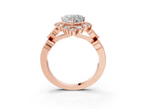 Rose gold Heart Cut Brilliant Milgrain Pave Heart Band Solitaire Ring_6