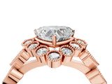 Rose gold Heart Cut Brilliant Milgrain Pave Heart Band Solitaire Ring_7