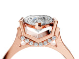 Rose gold Heart Cut Brilliant Solitaire Diamond Ring with Channel Set Band and Bar Prong Setting_12