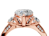 Rose gold Heart Cut Brilliant Three-Stone Diamond Ring with Pavé Band and Four-Prong Setting_7