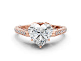 Rose gold Heart Cut Cathedral Pave Diamond Engagement Ring with Six-Prong Setting_32