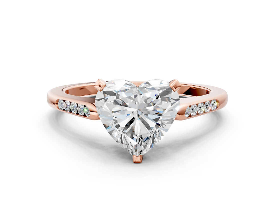 Rose gold Heart Cut Channel Set Solitaire Engagement Ring with Four-Prong Setting_193