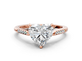 Rose gold Heart Cut Channel Set Solitaire Engagement Ring with Four-Prong Setting_193