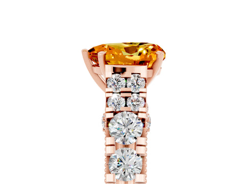 Rose gold Heart Cut Citrine Classic Solitaire Ring with Pavé Band and Four-Prong Setting_5