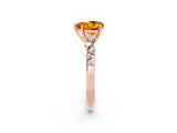 Rose gold Heart Cut Citrine Cluster Side Stone Solitaire Ring with Prong Setting_26