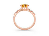 Rose gold Heart Cut Citrine Cluster Side Stone Solitaire Ring with Prong Setting_27