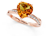 Rose gold Heart Cut Citrine Engagement Ring with Side Stone Accents and Four-Prong Setting_25