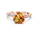 Rose gold Heart Cut Citrine Engagement Ring with Side Stone Accents and Four-Prong Setting_60