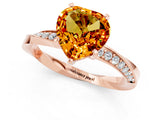 Rose gold Heart Cut Citrine Engagement Ring with Side Stone Accents and Four-Prong Setting_61