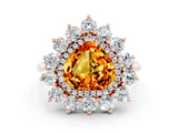 Rose gold Heart Cut Citrine Floral Double Halo Engagement Ring with Prong Setting_60
