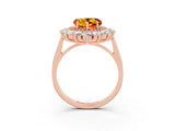 Rose gold Heart Cut Citrine Floral Double Halo Engagement Ring with Prong Setting_63