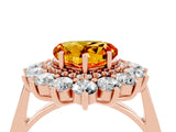 Rose gold Heart Cut Citrine Floral Double Halo Engagement Ring with Prong Setting_64