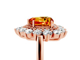 Rose gold Heart Cut Citrine Floral Double Halo Engagement Ring with Prong Setting_65