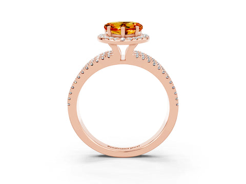 Rose gold Heart Cut Citrine Halo Engagement Ring with Split Shank and Four-Prong Setting_3