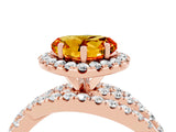 Rose gold Heart Cut Citrine Halo Ring with Round Split Shank and Prong Setting_52