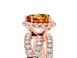 Rose gold Heart Cut Citrine Halo Ring with Round Split Shank and Prong Setting_53