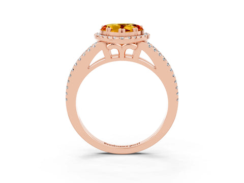 Rose gold Heart Cut Citrine Halo Split Shank Engagement Ring_15