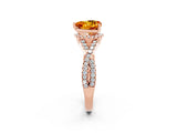 Rose gold Heart Cut Citrine  Halo Twist Band Solitaire Prong Setting Ring_38