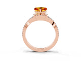 Rose gold Heart Cut Citrine  Halo Twist Band Solitaire Prong Setting Ring_39
