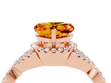 Rose gold Heart Cut Citrine  Halo Twist Band Solitaire Prong Setting Ring_40