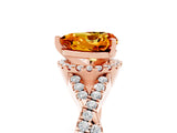 Rose gold Heart Cut Citrine  Halo Twist Band Solitaire Prong Setting Ring_41