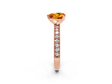 Rose gold Heart Cut Citrine Milgrain Pavé Engagement Ring with Four-Prong Setting_14