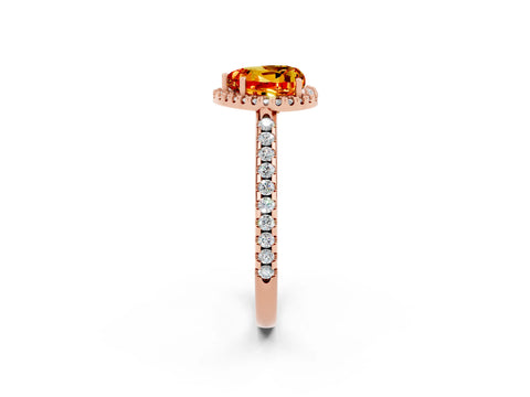 Rose gold Heart Cut Citrine Pavé Halo Ring with Four-Prong Setting_14