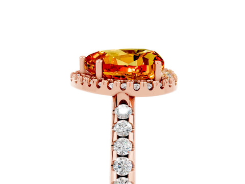 Rose gold Heart Cut Citrine Pavé Halo Ring with Four-Prong Setting_17