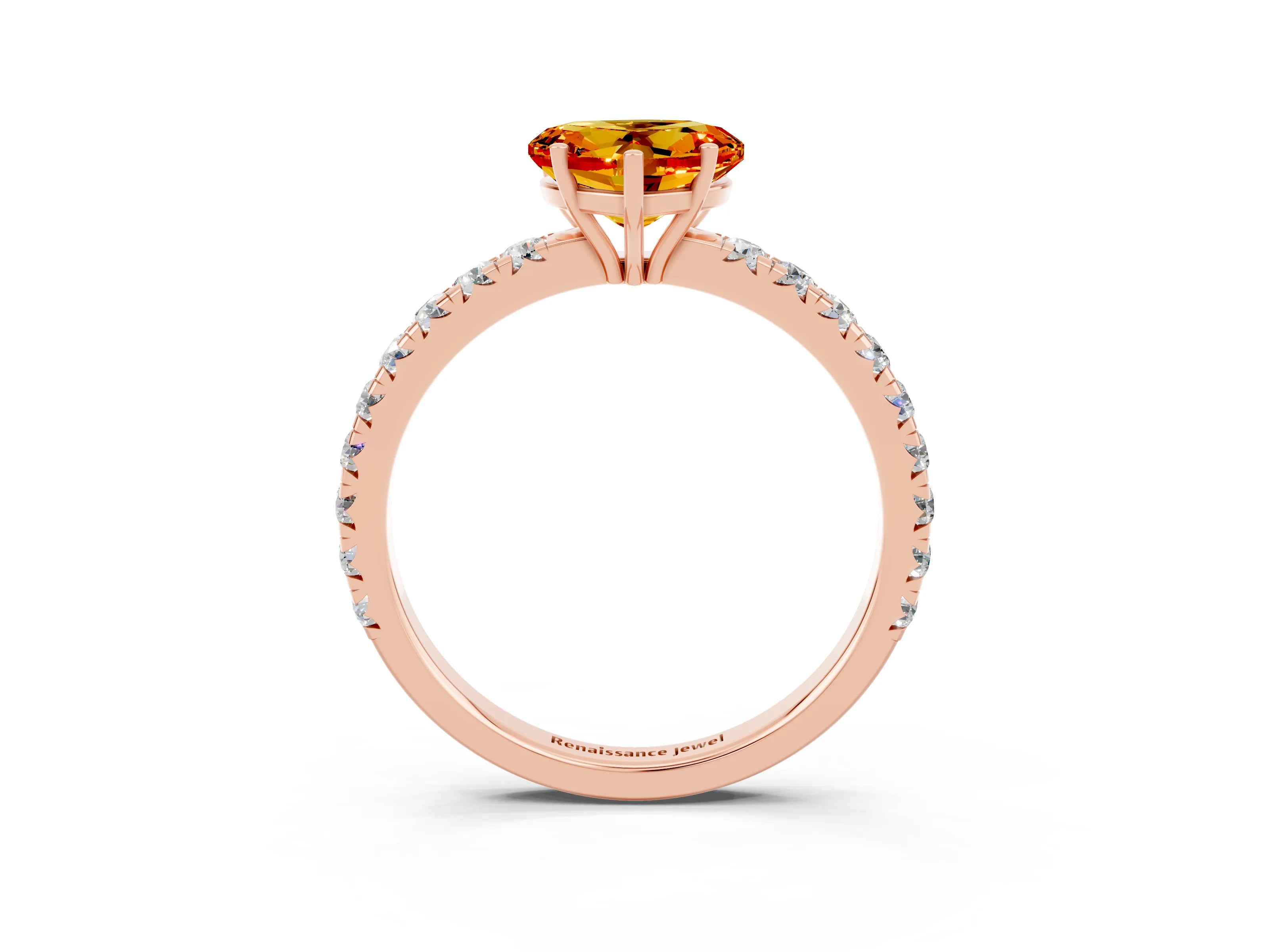 Rose gold Heart Cut Citrine Pavé Solitaire Engagement Ring with Four-Prong Setting_15