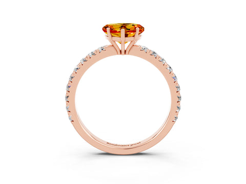 Rose gold Heart Cut Citrine Pavé Solitaire Engagement Ring with Four-Prong Setting_15