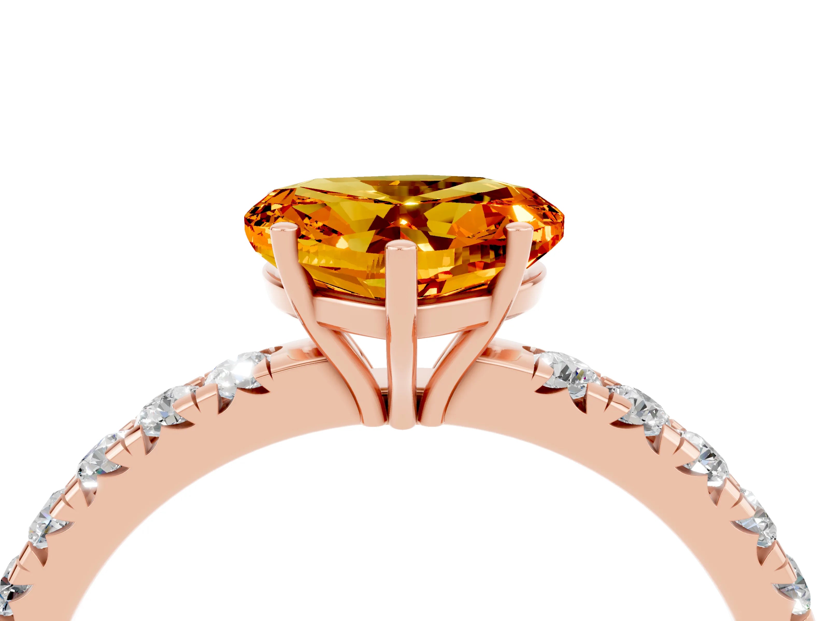 Rose gold Heart Cut Citrine Pavé Solitaire Engagement Ring with Four-Prong Setting_16
