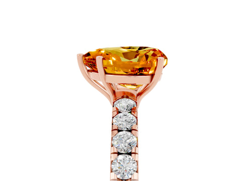 Rose gold Heart Cut Citrine Pavé Solitaire Engagement Ring with Four-Prong Setting_17