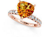 Rose gold Heart Cut Citrine Pavé Solitaire Ring with Round Band and Prong Setting_13
