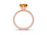 Rose gold Heart Cut Citrine Pavé Solitaire Ring with Round Band and Prong Setting_15
