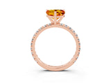 Rose gold Heart Cut Citrine Pavé Solitaire Ring with Round Band and Prong Setting_27