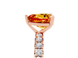 Rose gold Heart Cut Citrine Pavé Solitaire Ring with Round Band and Prong Setting_29