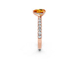 Rose gold Heart Cut Citrine Pave Band Solitaire Ring with Four-Prong Setting_26