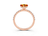 Rose gold Heart Cut Citrine Pave Band Solitaire Ring with Four-Prong Setting_27