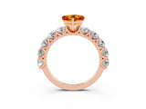 Rose gold Heart Cut Citrine Prong Setting with Side Stones on a Pave Band_3