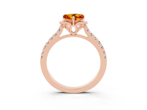 Rose gold Heart Cut Citrine Ring with Pavé Band and Floral Prong Setting_3