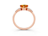 Rose gold Heart Cut Citrine Ring with Side Stones and Four-Prong Setting_39