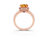 Rose gold Heart Cut Citrine Scalloped Halo Engagement Ring with Round Shared Prong Band_27