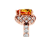 Rose gold Heart Cut Citrine Scalloped Halo Engagement Ring with Round Shared Prong Band_29
