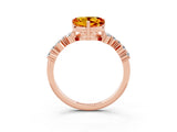 Rose gold Heart Cut Citrine Scattered Round Accent Ring with Prong Setting_33