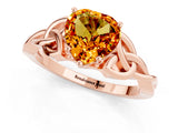 Rose gold Heart Cut Citrine Solitaire Celtic Knot Ring with Four-Prong Setting_13
