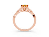 Rose gold Heart Cut Citrine Solitaire Celtic Knot Ring with Four-Prong Setting_15