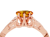 Rose gold Heart Cut Citrine Solitaire Celtic Knot Ring with Four-Prong Setting_16