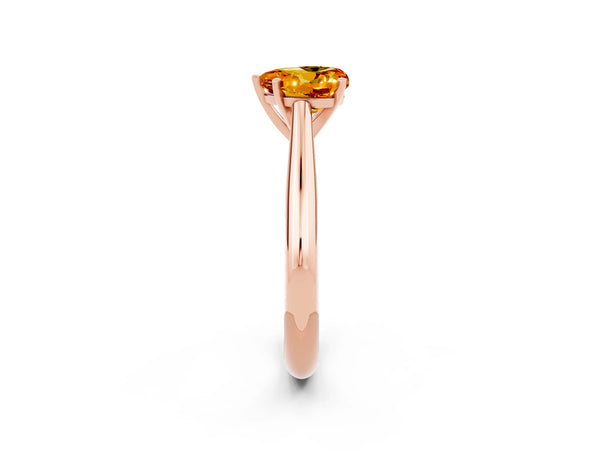 Rose gold Heart Cut Citrine Solitaire Engagement Ring with Cathedral Setting and Four-Prong Mount