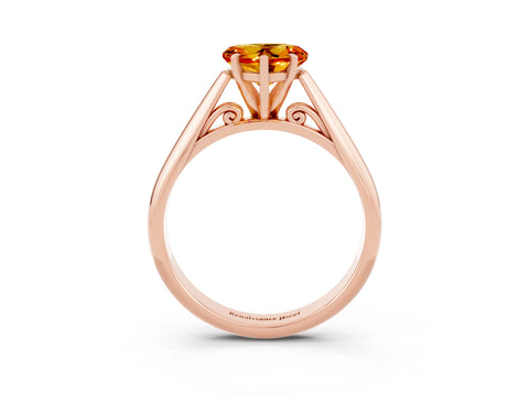 Rose gold Heart Cut Citrine Solitaire Engagement Ring with Cathedral Setting and Four-Prong Mount_15