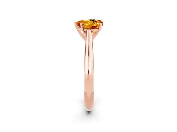 Rose gold Heart Cut Citrine Solitaire Engagement Ring with Cathedral Setting and Four-Prong Mount